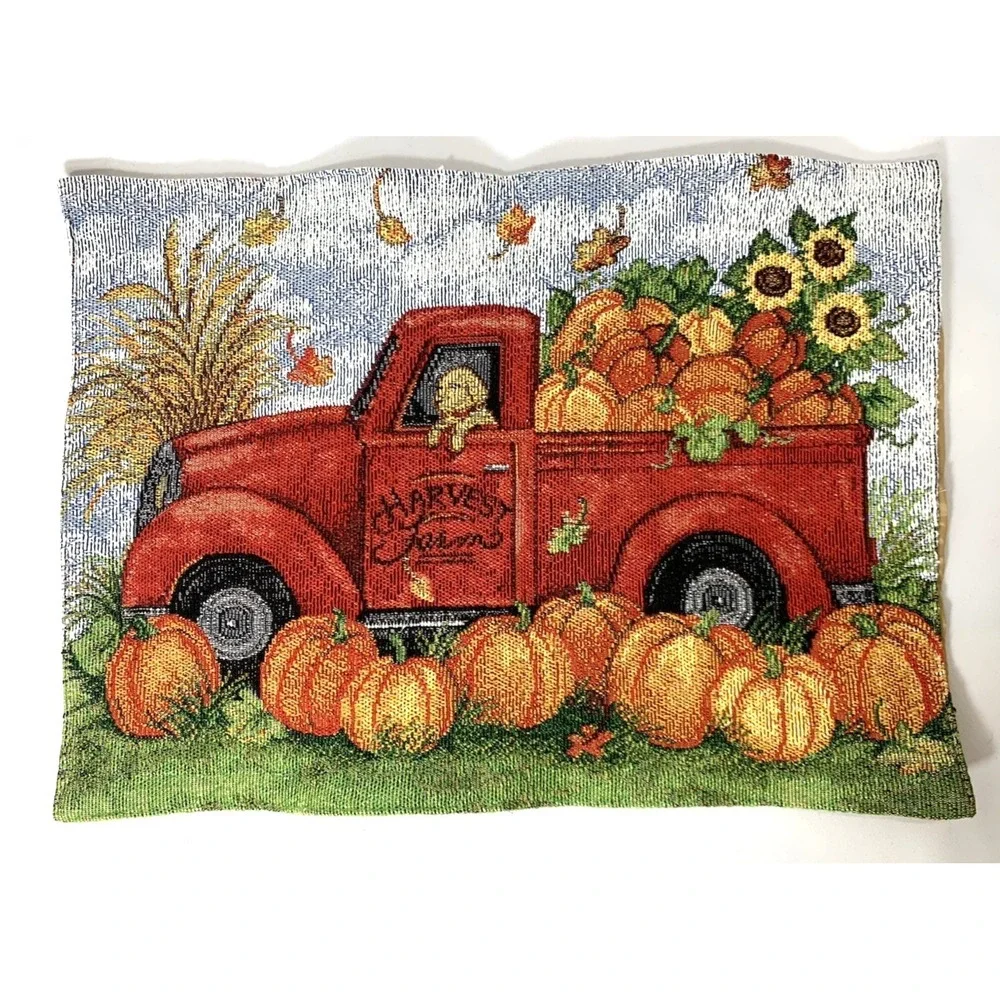 Tapestry Placemats X2 Country‎ Farm Pumpkin Rooster Truck Dog Sunflowers
